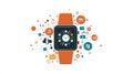 Smartwatch with digital interface and icons Royalty Free Stock Photo