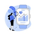 Smartwatch female health tracking isolated cartoon vector illustrations.