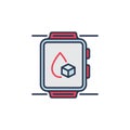 Smartwatch with Glucometer App vector Blood Glucose Monitoring colored icon Royalty Free Stock Photo