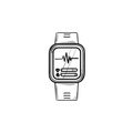 Smartwatch hand drawn outline doodle icon.