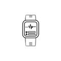 Smartwatch hand drawn outline doodle icon.