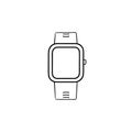 Smartwatch hand drawn outline doodle icon.