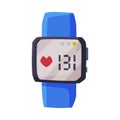 Smartwatch with Heart Rate Healthcare App, Portable Pulse Tracker with Touchscreen, Sport Equipment Vector Illustration