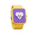 Smartwatch with heart rate icon on white background Royalty Free Stock Photo