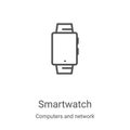 smartwatch icon vector from computers and network collection. Thin line smartwatch outline icon vector illustration. Linear symbol Royalty Free Stock Photo