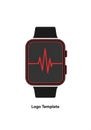 Smartwatch illustration with a rectangular black face and a red Royalty Free Stock Photo