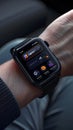 Smartwatch Interface, Displaying Fitness Metrics, Data Tracking, and Application Icons on a Sleek Wrist Device, Sh