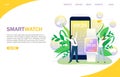 Smart watch landing page website vector template Royalty Free Stock Photo