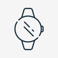 Smartwatch Line Icon. Wrist Watch Icon. Electronic Device or Gadget with Circle Screen Linear Pictogram. Editable stroke