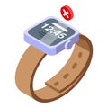 Smartwatch lost connection icon isometric vector. Internet error Royalty Free Stock Photo