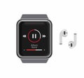 Smartwatch music player with wireless earphone. realistic mockup template illustration editable vector isolated in white backgroun