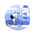 Smartwatch outdoor cycling tracking isolated cartoon vector illustrations.