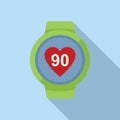 Smartwatch palpitating icon flat vector. Health pain chest