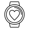 Smartwatch palpitating icon outline vector. Health pain chest