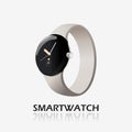 Smartwatch. Round watch. Digital wearable. Fitness tracker. Vector illustration.