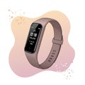 Smartwatch with a sleek black screen displaying time, heart rate, and steps. The Royalty Free Stock Photo