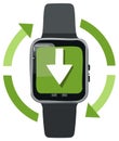Smartwatch software update in progress with download and sync icon illustration Royalty Free Stock Photo