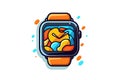 Smartwatch Sticker On White Background. Generative AI Royalty Free Stock Photo
