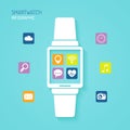 Smartwatch wearable device with apps icons