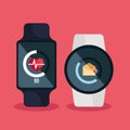 smartwatches technology with heartbeat and letter app