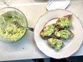 Smash Avocado with Toast Bread Ready to Eat