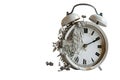 Smashed alarm clock on transparent background Royalty Free Stock Photo