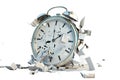 Smashed alarm clock on transparent background Royalty Free Stock Photo