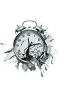 Smashed alarm clock on transparent background Royalty Free Stock Photo
