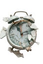 Smashed alarm clock on transparent background Royalty Free Stock Photo