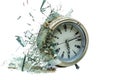 Smashed alarm clock on transparent background Royalty Free Stock Photo