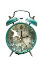 Smashed alarm clock on transparent background Royalty Free Stock Photo