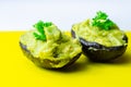 Smashed avocado, smother avocado with lemon juice served on the for brunch