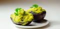 Smashed avocado, smother avocado with lemon juice served on the for brunch