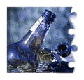 Smashed bottle of beer resting on the ground - Address the alcoholism issue  - Concept image in jigsaw puzzle shape Royalty Free Stock Photo