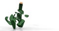 Smashed broken glass wine empty bottle. Dark green color shards. Royalty Free Stock Photo