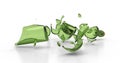 Smashed broken glass wine empty bottle. Green color shards. Royalty Free Stock Photo