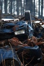 Smashed car on  scrapyard Royalty Free Stock Photo