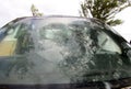 Smashed car windshield. Royalty Free Stock Photo