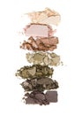 A smashed, neutral toned eyeshadow make up palette isolated on a white background Royalty Free Stock Photo