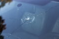 Smashed windscreen