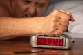 Smashing alarm clock at 7:00 a.m. Royalty Free Stock Photo