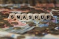 Smashup - cube with letters, sign with wooden cubes