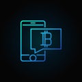 Smathphone with cryptocurrency blue outline concept icon