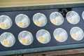 SMD LED in glass street lighting on the board Royalty Free Stock Photo