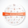Sme small medium enterprise concept with icon concept with round or circle shape for badge Royalty Free Stock Photo