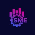 SME, small and medium enterprise icon with gear