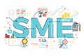SME, Small and Medium Enterprise, word lettering illustration Royalty Free Stock Photo