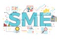 SME, Small and Medium Enterprise, word lettering illustration