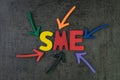 SME, small and medium-sized enterprises concept, multi color arr