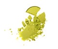 Smear of crushed green eyeshadow as sample of cosmetic product Royalty Free Stock Photo